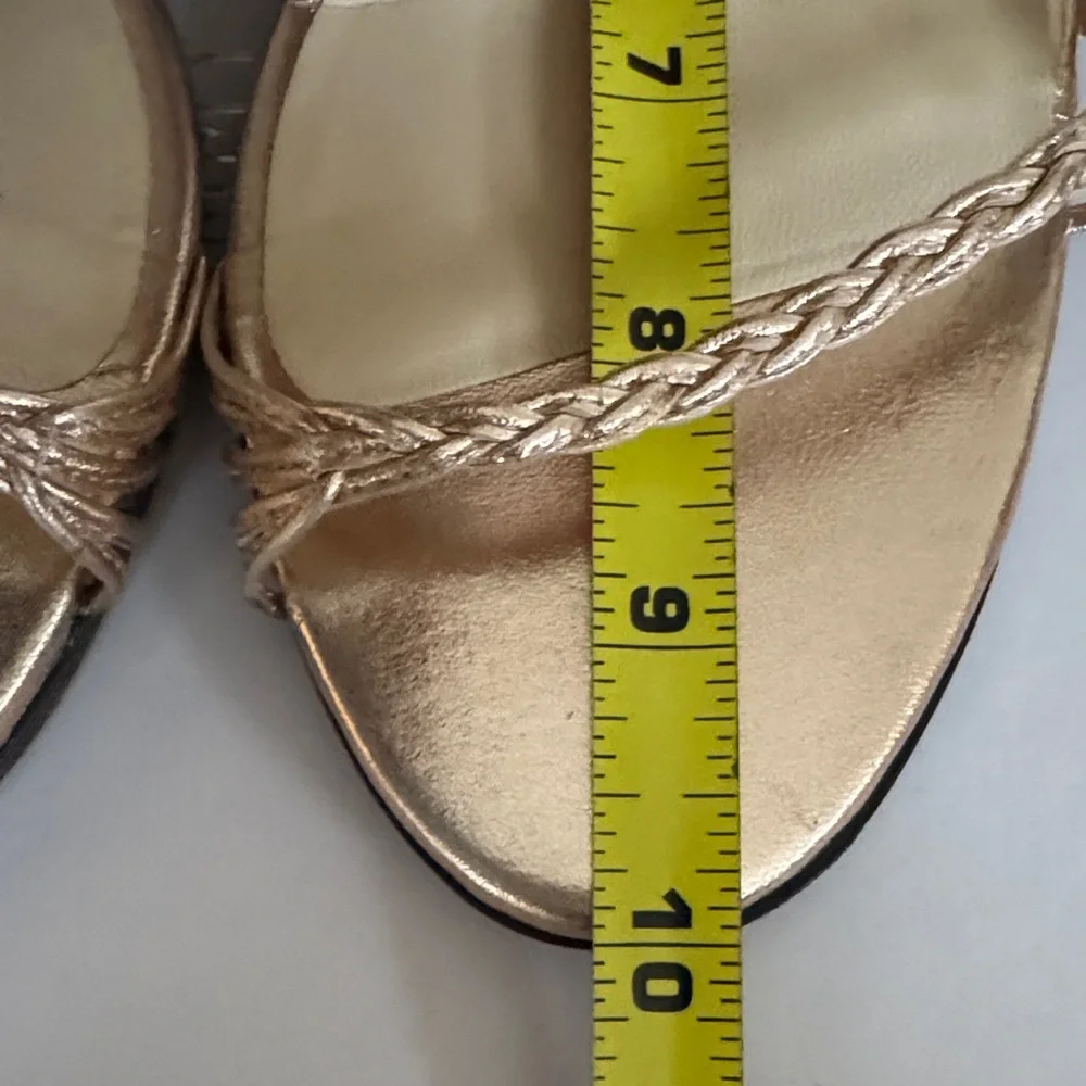 Jimmy Choo Metallic Rose Gold Braided-Strap Heeled Sandals - Picture 7 of 8